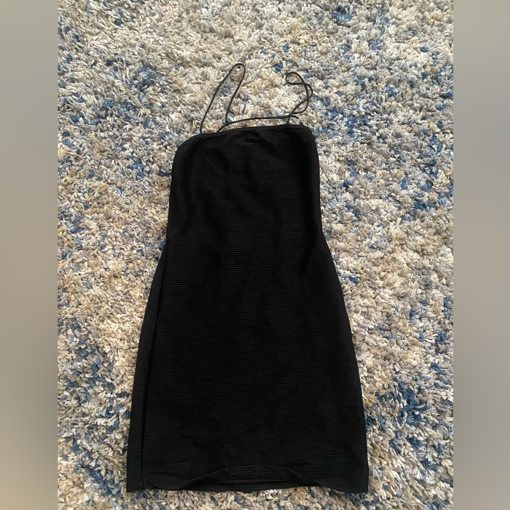 Backless black dress a little see through